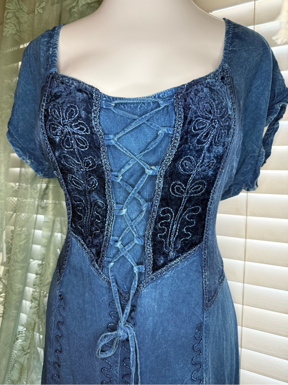 Scully Honey Creek Ella dress. Blue Smocked Rayon Top with Elastic Detail